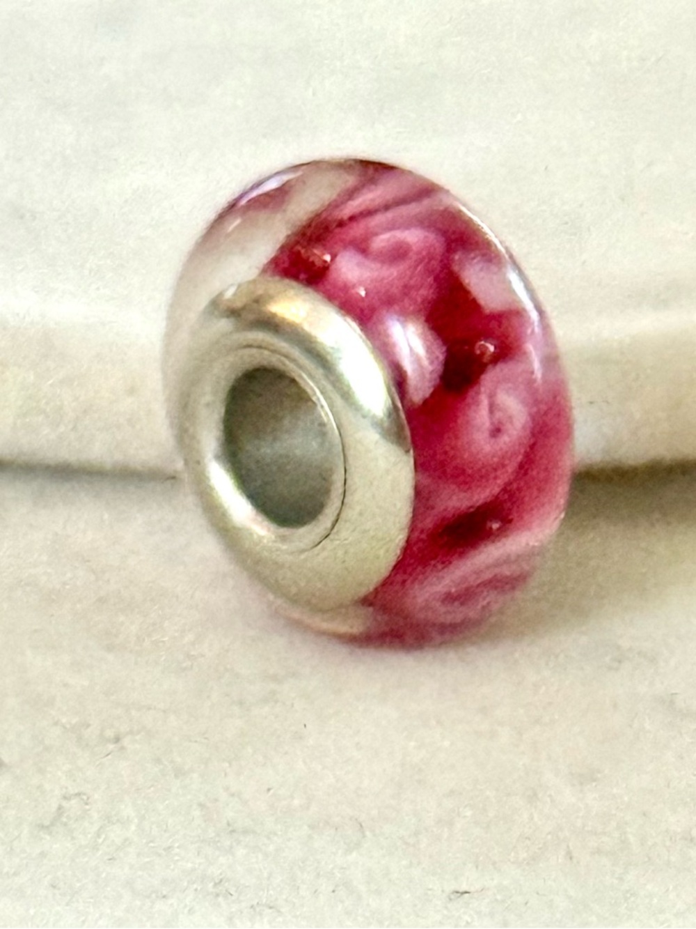 Pink Swirl Murano Glass Charm fit Pandora bracelets